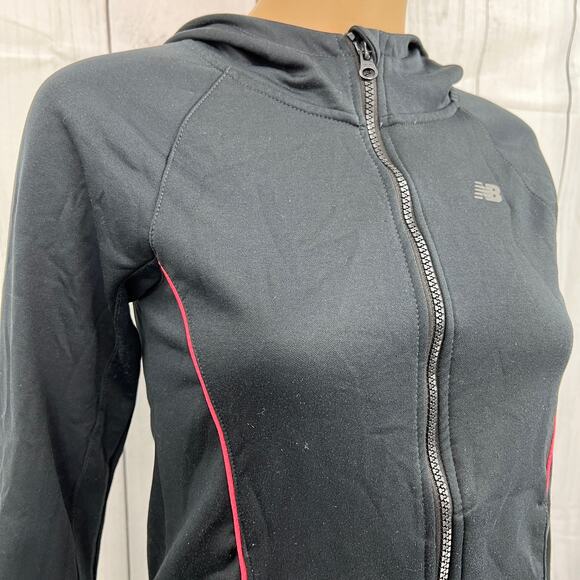 New Balance XS Womens Black Hot Pink Zip Up Hoodie Athletic Jacket - Picture 2 of 8